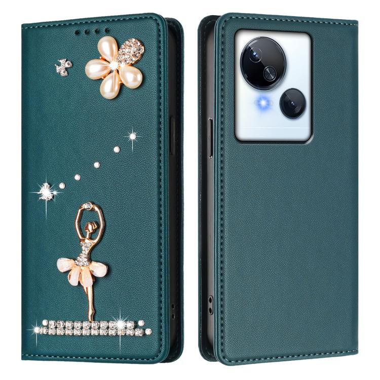 For Tecno Spark 10 5G Ballet Girl Diamond Studded RFID Vegan Leather Phone Case