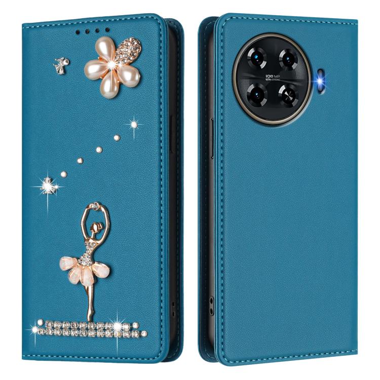 For Tecno Spark 20 Pro+ Ballet Girl Diamond Studded RFID Vegan Leather Phone Case