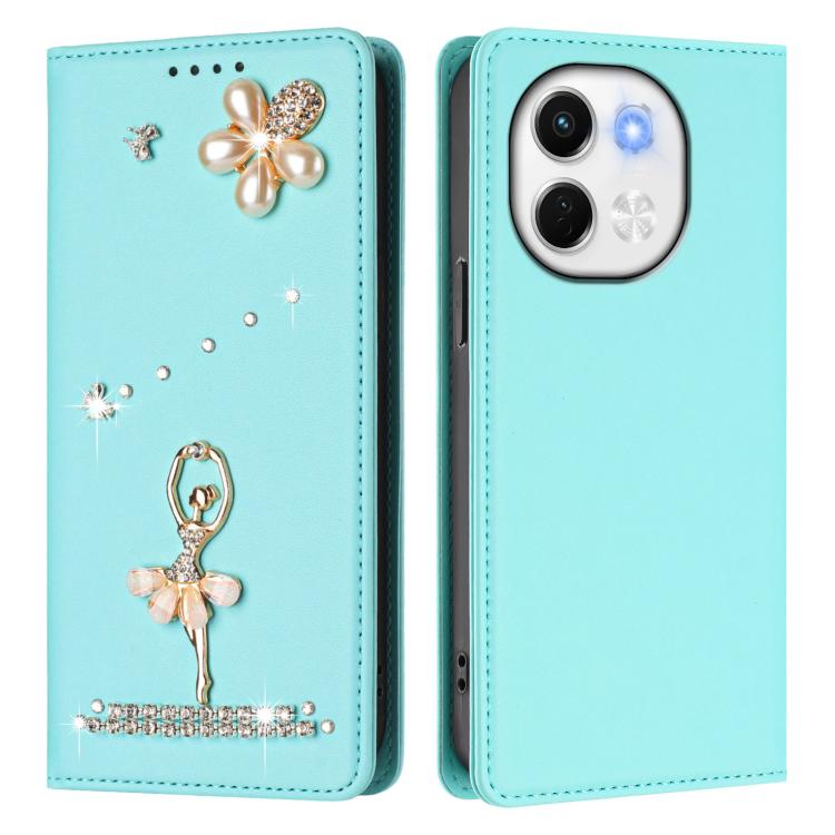 For Tecno Spark 30 5G / Pova 6 Neo 5G Ballet Girl Diamond Studded RFID Vegan Leather Phone Case