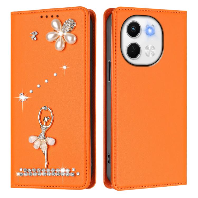 For Tecno Spark 30 5G / Pova 6 Neo 5G Ballet Girl Diamond Studded RFID Vegan Leather Phone Case