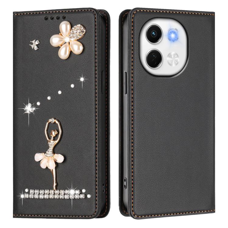 For Tecno Spark 30 5G / Pova 6 Neo 5G Ballet Girl Diamond Studded RFID Vegan Leather Phone Case