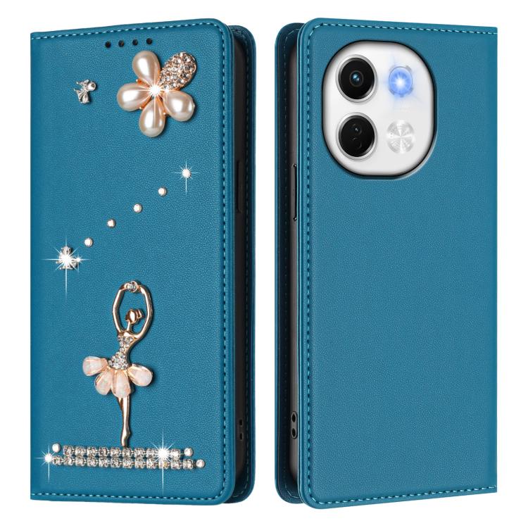 For Tecno Spark 30 5G / Pova 6 Neo 5G Ballet Girl Diamond Studded RFID Vegan Leather Phone Case