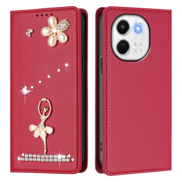 For Tecno Spark 30 5G / Pova 6 Neo 5G Ballet Girl Diamond Studded RFID Vegan Leather Phone Case
