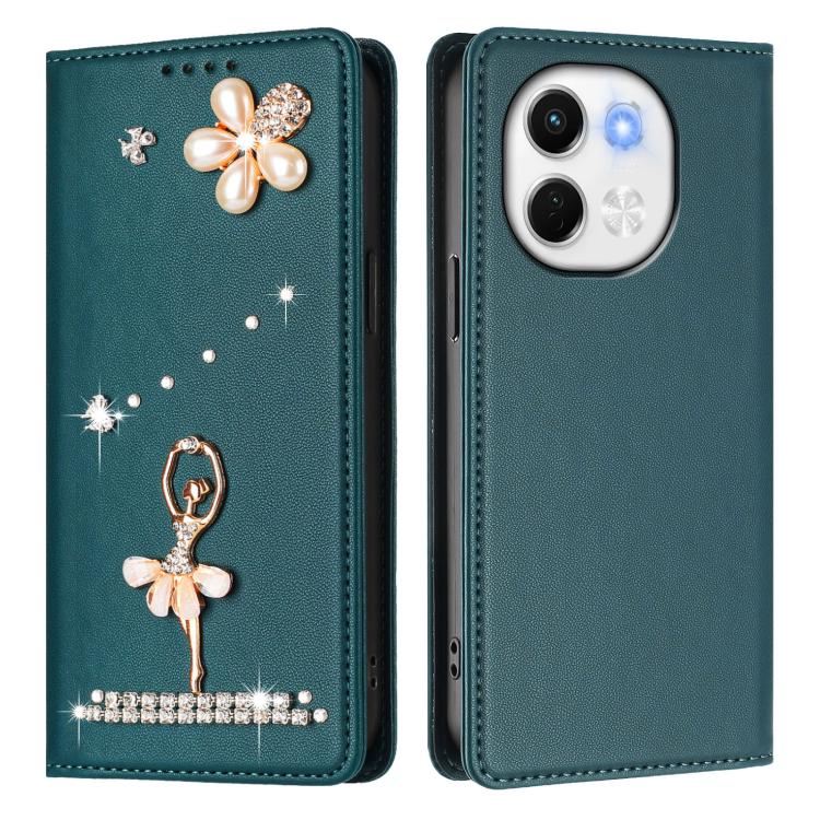 For Tecno Spark 30 5G / Pova 6 Neo 5G Ballet Girl Diamond Studded RFID Vegan Leather Phone Case