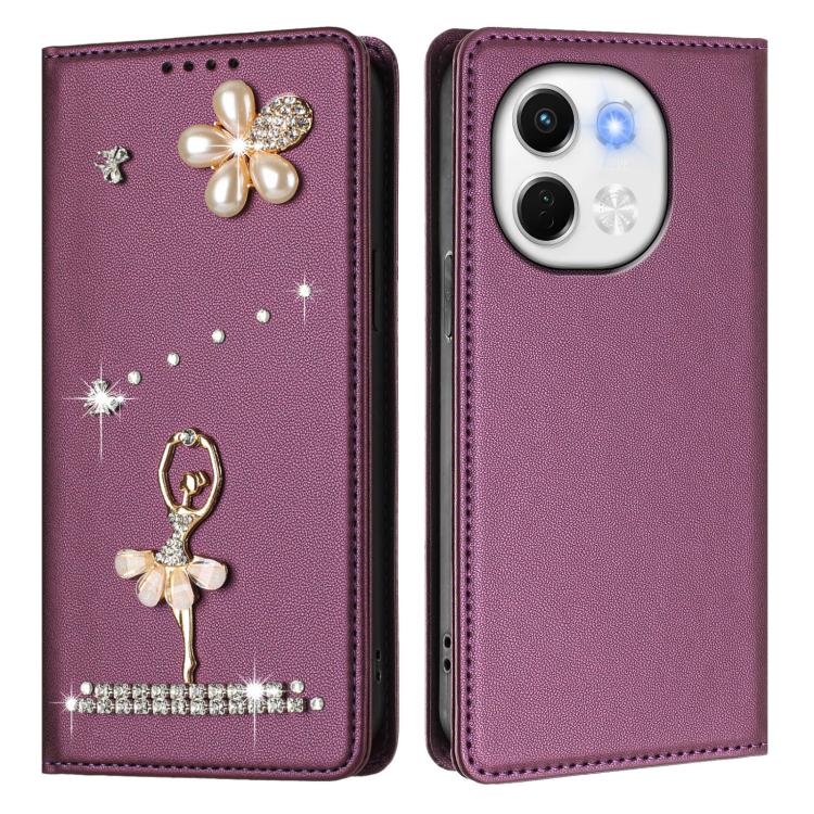For Tecno Spark 30 5G / Pova 6 Neo 5G Ballet Girl Diamond Studded RFID Vegan Leather Phone Case
