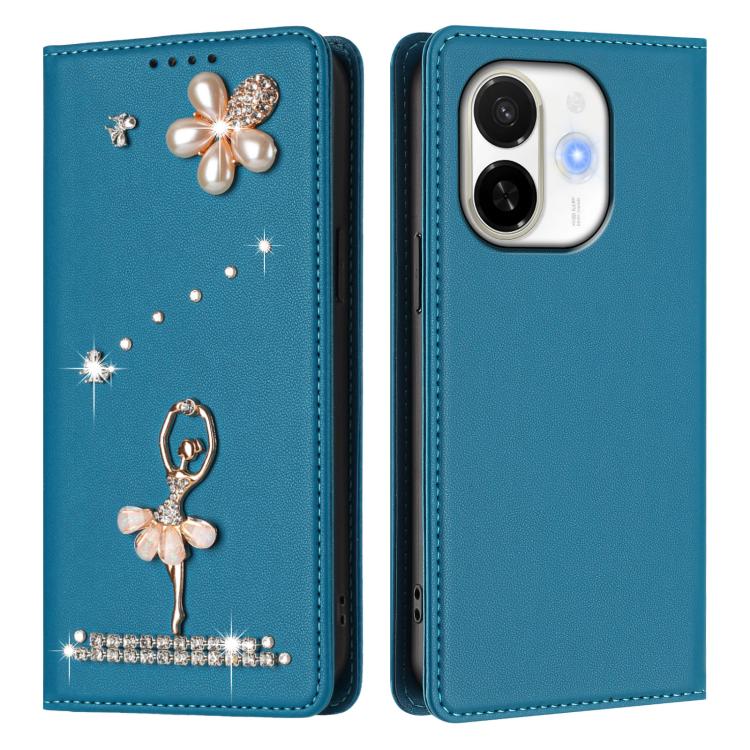 For Tecno Spark 30C 5G / Pop 9 5G Ballet Girl Diamond Studded RFID Vegan Leather Phone Case