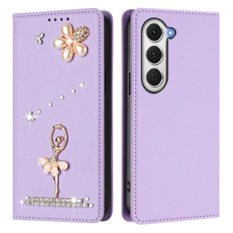 For Tecno Spark 40 Pro 4G Ballet Girl Diamond Studded RFID Vegan Leather Phone Case