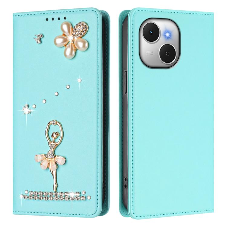 For Tecno Spark 40C Ballet Girl Diamond Studded RFID Vegan Leather Phone Case