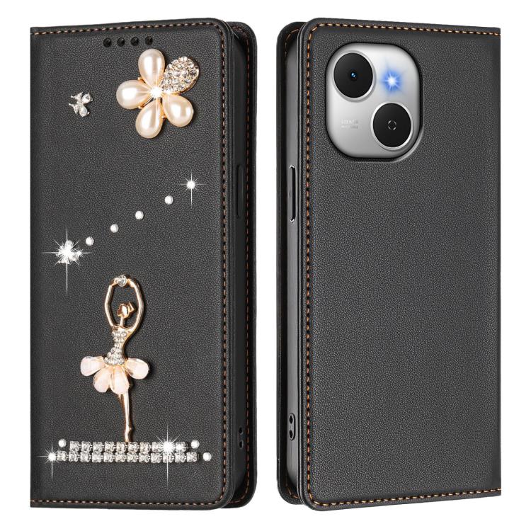 For Tecno Spark 40C Ballet Girl Diamond Studded RFID Vegan Leather Phone Case