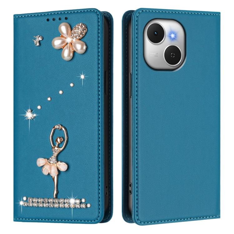 For Tecno Spark 40C Ballet Girl Diamond Studded RFID Vegan Leather Phone Case