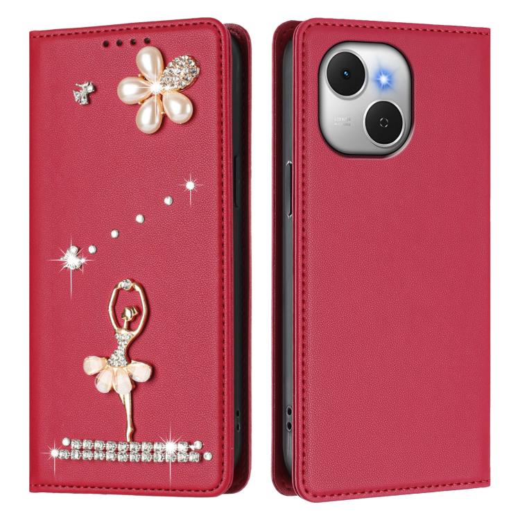 For Tecno Spark 40C Ballet Girl Diamond Studded RFID Vegan Leather Phone Case
