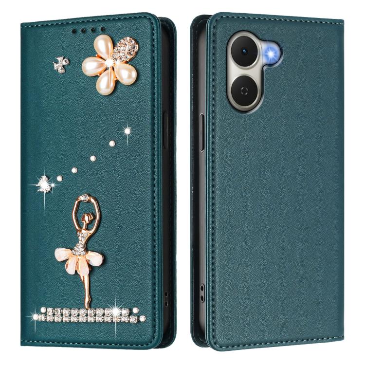 For Tecno Spark Go 3 Ballet Girl Diamond Studded RFID Vegan Leather Phone Case