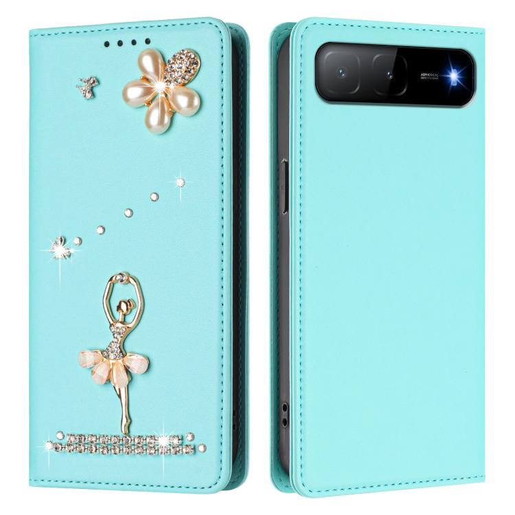 For Tecno Spark Go 2025 / Hot 60i 5G Ballet Girl Diamond Studded RFID Vegan Leather Phone Case