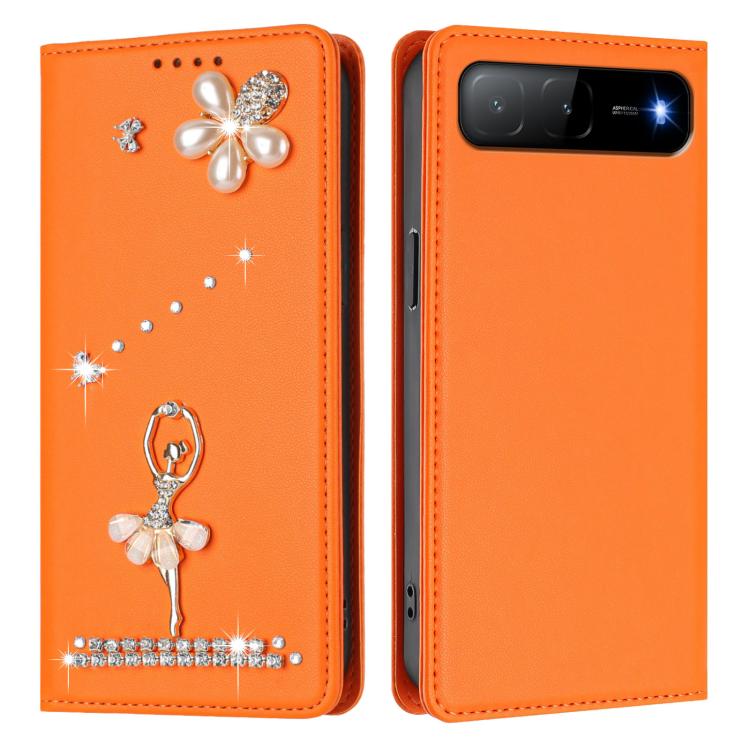 For Tecno Spark Go 2025 / Hot 60i 5G Ballet Girl Diamond Studded RFID Vegan Leather Phone Case