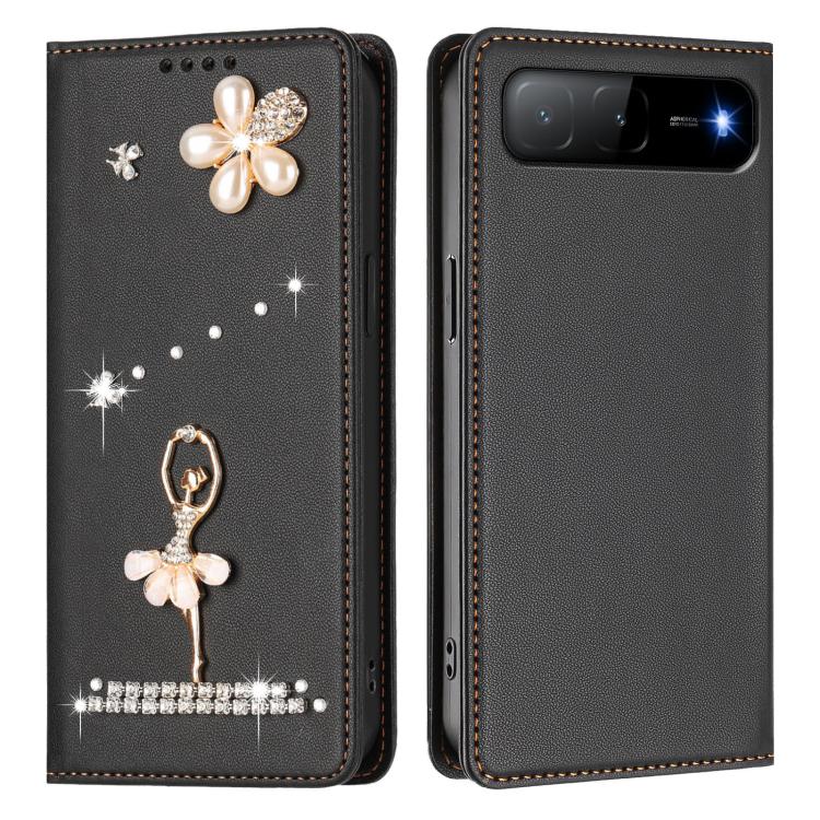 For Tecno Spark Go 2025 / Hot 60i 5G Ballet Girl Diamond Studded RFID Vegan Leather Phone Case