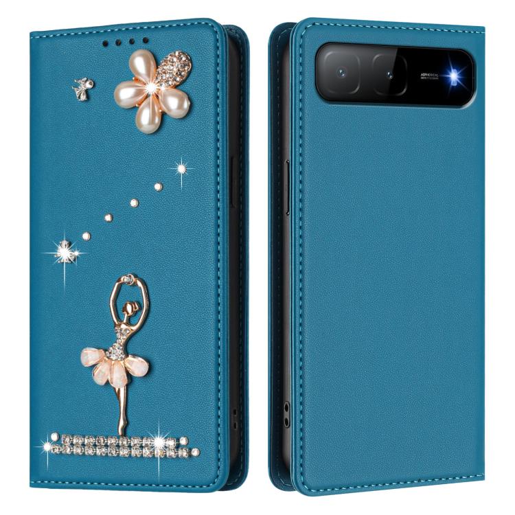 For Tecno Spark Go 2025 / Hot 60i 5G Ballet Girl Diamond Studded RFID Vegan Leather Phone Case