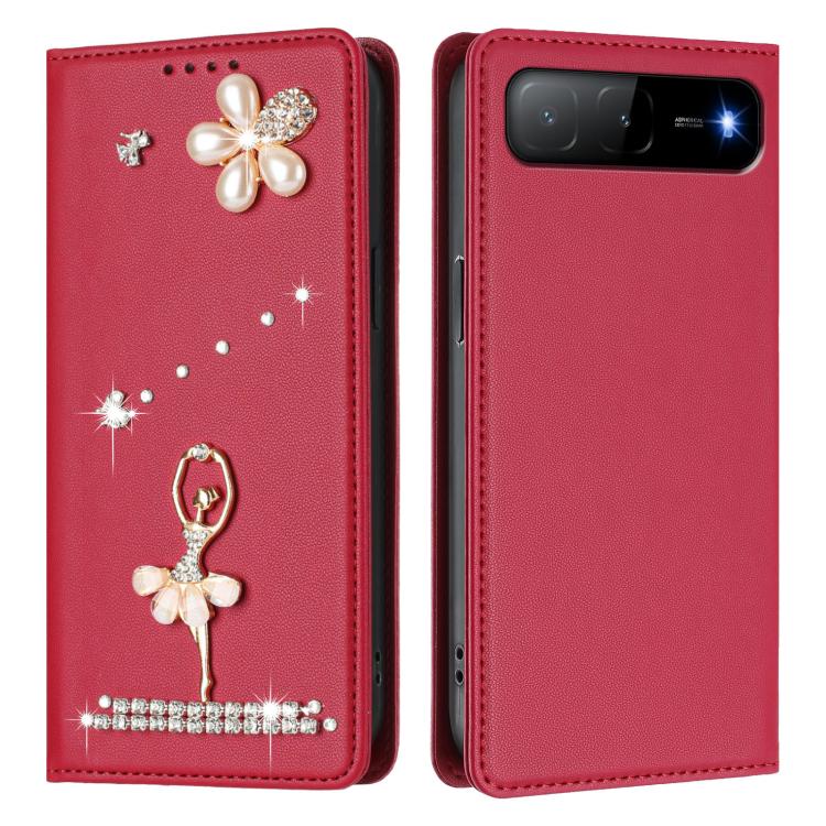 For Tecno Spark Go 2025 / Hot 60i 5G Ballet Girl Diamond Studded RFID Vegan Leather Phone Case