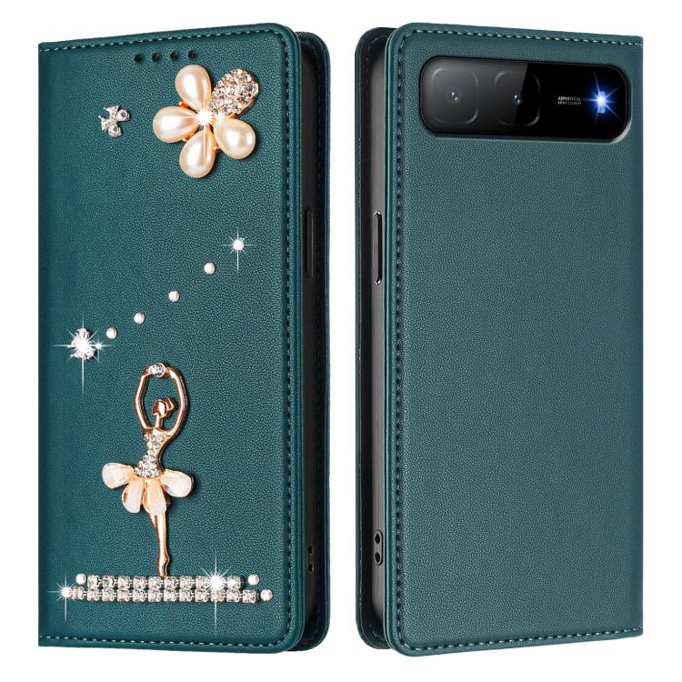 For Tecno Spark Go 2025 / Hot 60i 5G Ballet Girl Diamond Studded RFID Vegan Leather Phone Case