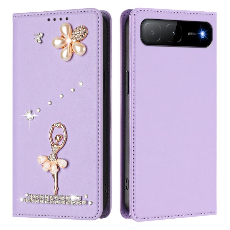 For Tecno Spark Go 2025 / Hot 60i 5G Ballet Girl Diamond Studded RFID Vegan Leather Phone Case
