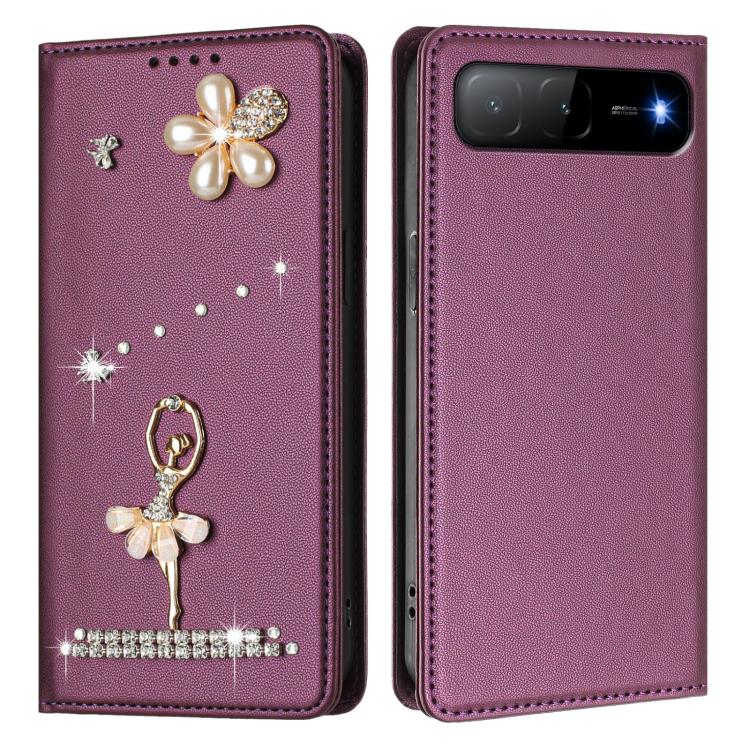 For Tecno Spark Go 2025 / Hot 60i 5G Ballet Girl Diamond Studded RFID Vegan Leather Phone Case