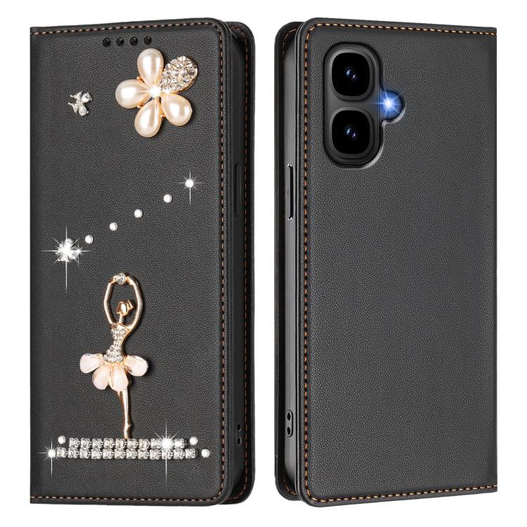 For Tecno Pop 10 Ballet Girl Diamond Studded RFID Vegan Leather Phone Case