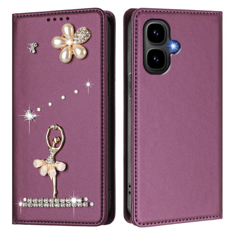 For Tecno Pop 10 Ballet Girl Diamond Studded RFID Vegan Leather Phone Case