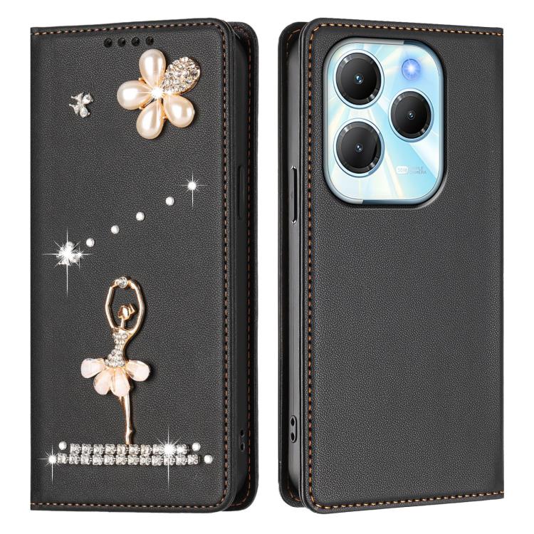 For Tecno Spark 20 Pro 4G Ballet Girl Diamond Studded RFID Vegan Leather Phone Case