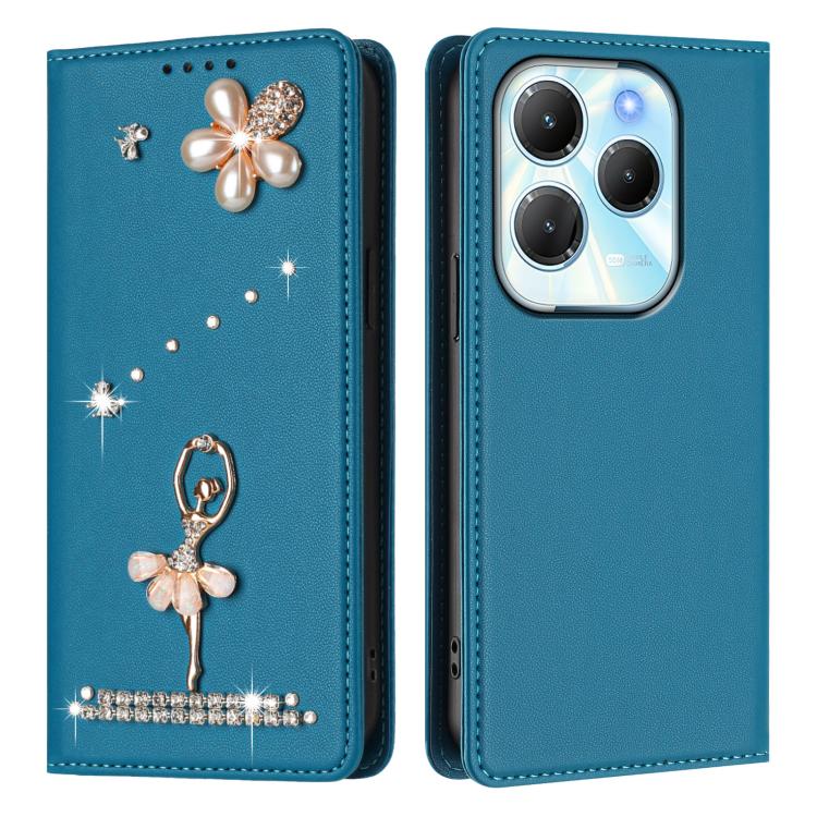 For Tecno Spark 20 Pro 4G Ballet Girl Diamond Studded RFID Vegan Leather Phone Case