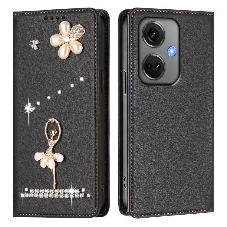 For OnePlus Nord CE3 5G India Ballet Girl Diamond Studded RFID Vegan Leather Phone Case
