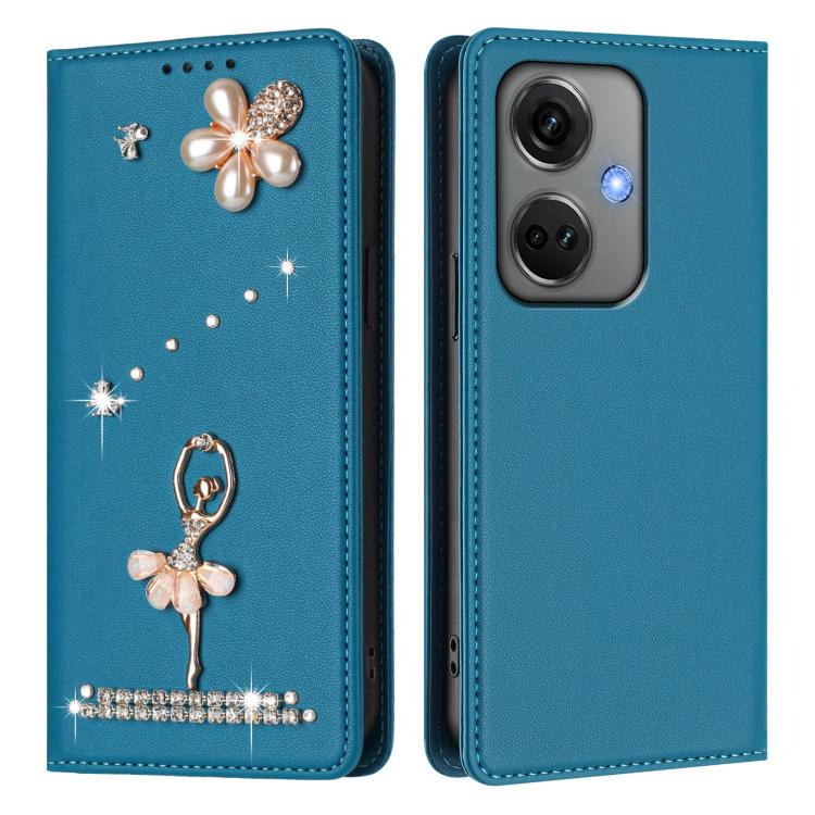 For OnePlus Nord CE3 5G India Ballet Girl Diamond Studded RFID Vegan Leather Phone Case