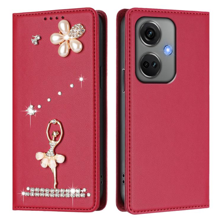 For OnePlus Nord CE3 5G India Ballet Girl Diamond Studded RFID Vegan Leather Phone Case