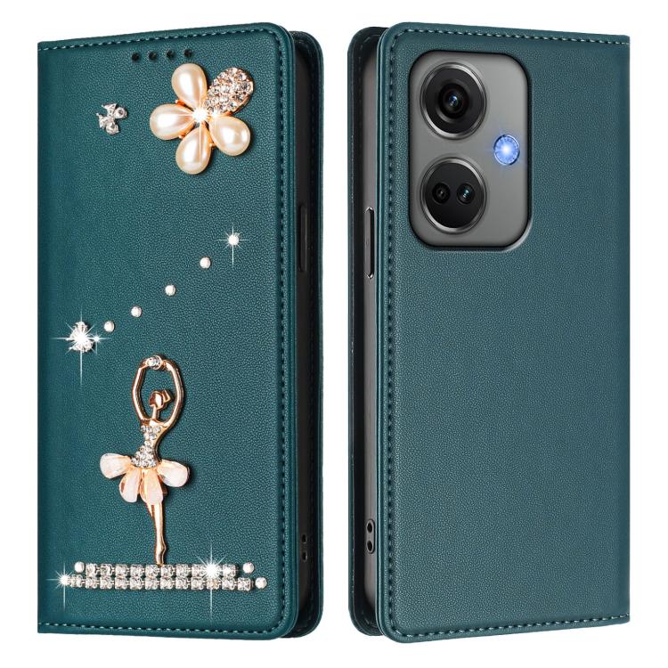 For OnePlus Nord CE3 5G India Ballet Girl Diamond Studded RFID Vegan Leather Phone Case