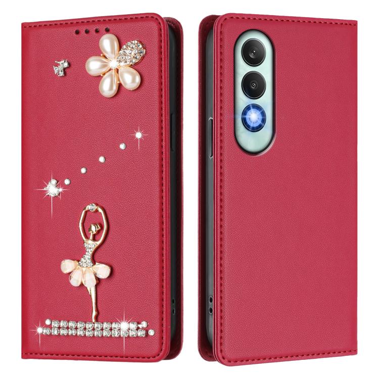 For OnePlus Nord CE4 5G Ballet Girl Diamond Studded RFID Vegan Leather Phone Case