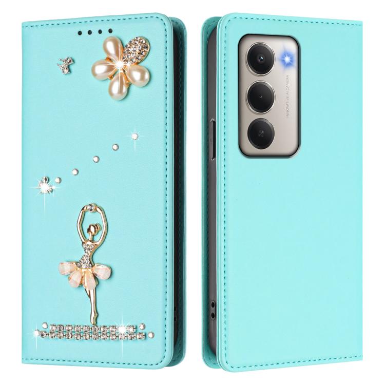 For Redmi 15 5G / 4G EU 171mm Ballet Girl Diamond Studded RFID Vegan Leather Phone Case