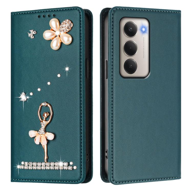 For Redmi 15 5G / 4G EU 171mm Ballet Girl Diamond Studded RFID Vegan Leather Phone Case