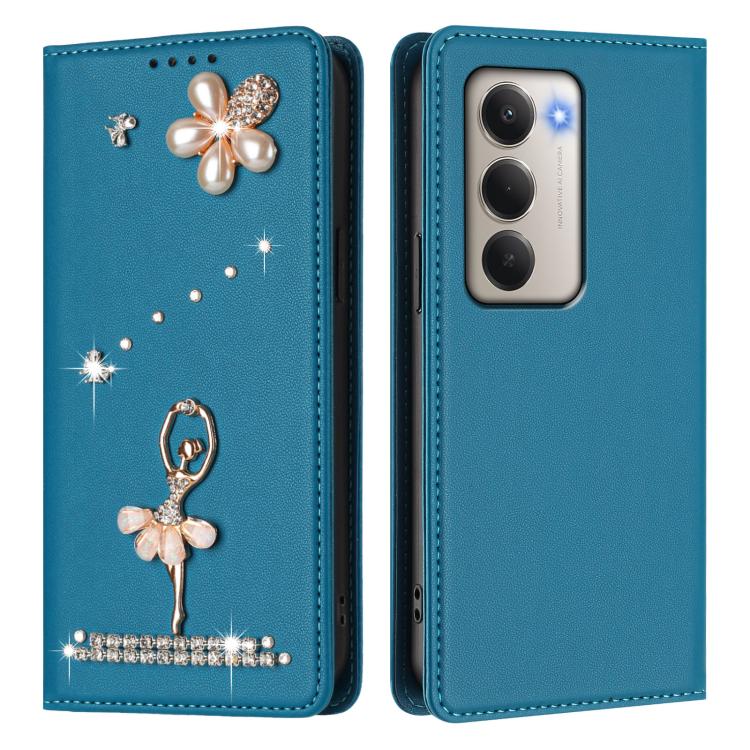 For Redmi 15 5G Global / 4G SEA 169.5mm Ballet Girl Diamond Studded RFID Vegan Leather Phone Case