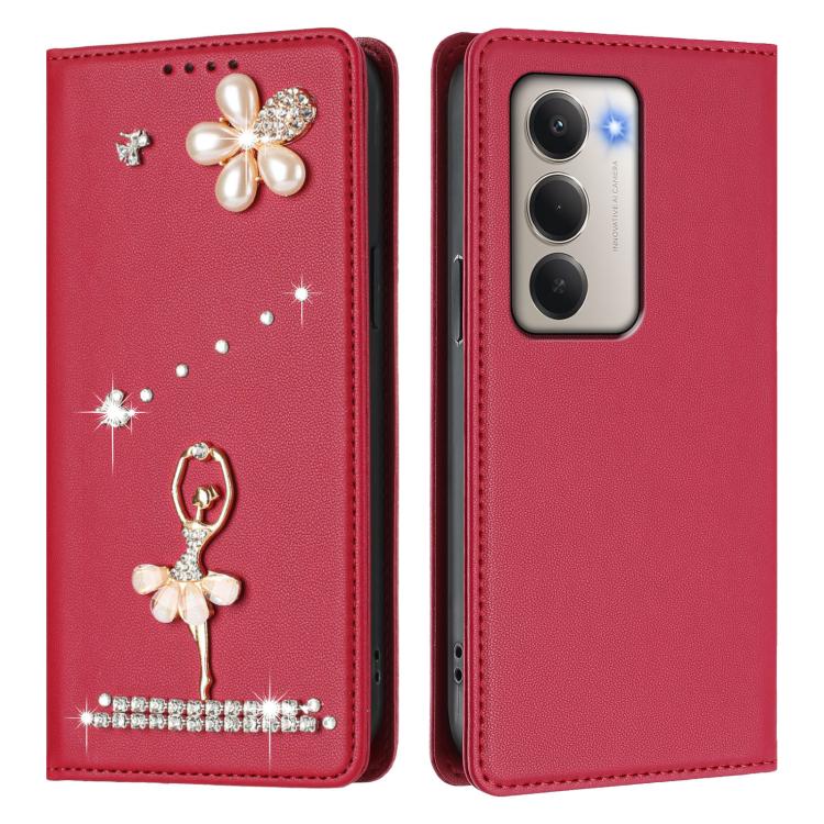 For Redmi 15 5G Global / 4G SEA 169.5mm Ballet Girl Diamond Studded RFID Vegan Leather Phone Case