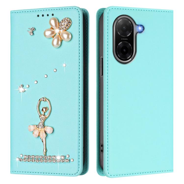 For Redmi A5 4G 173.3mm Ballet Girl Diamond Studded RFID Vegan Leather Phone Case
