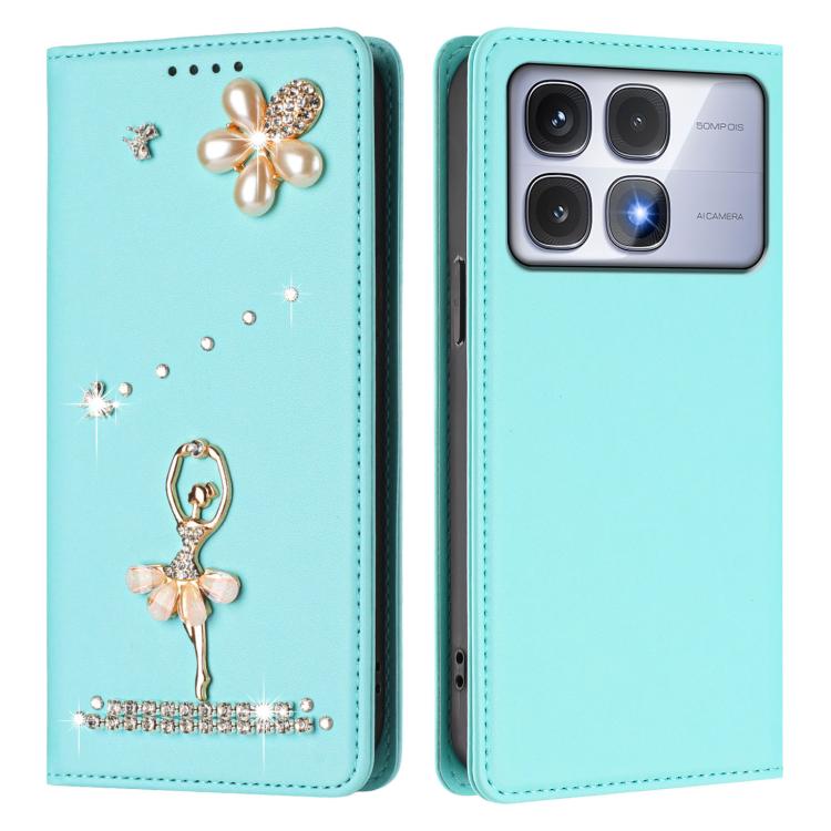 For Redmi K70 Ultra Ballet Girl Diamond Studded RFID Vegan Leather Phone Case