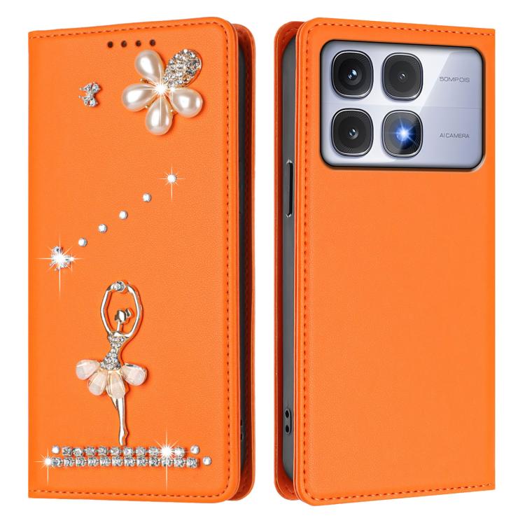 For Redmi K70 Ultra Ballet Girl Diamond Studded RFID Vegan Leather Phone Case