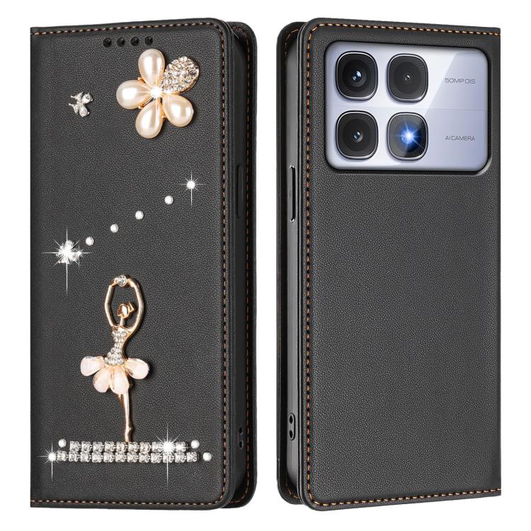 For Redmi K70 Ultra Ballet Girl Diamond Studded RFID Vegan Leather Phone Case