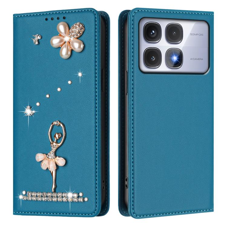 For Redmi K70 Ultra Ballet Girl Diamond Studded RFID Vegan Leather Phone Case