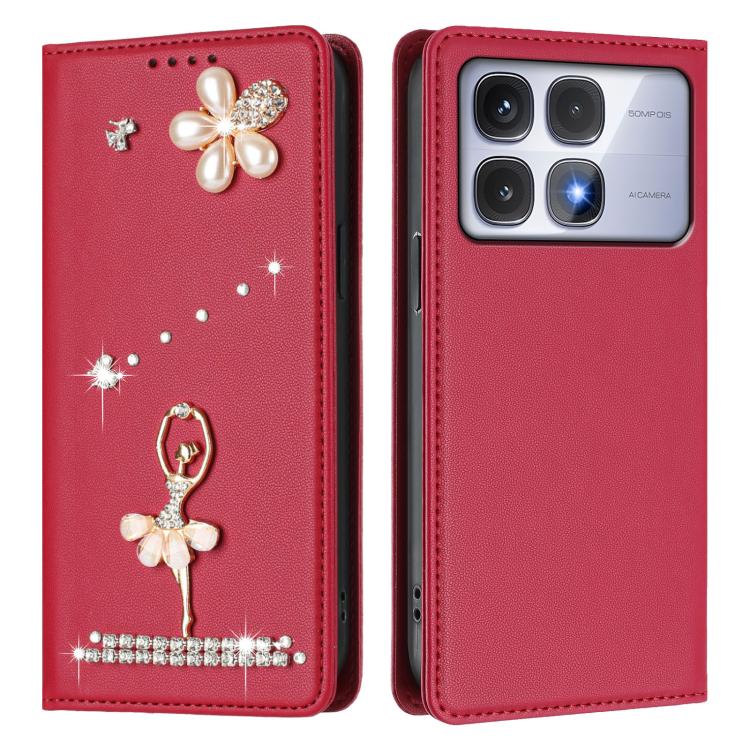 For Redmi K70 Ultra Ballet Girl Diamond Studded RFID Vegan Leather Phone Case
