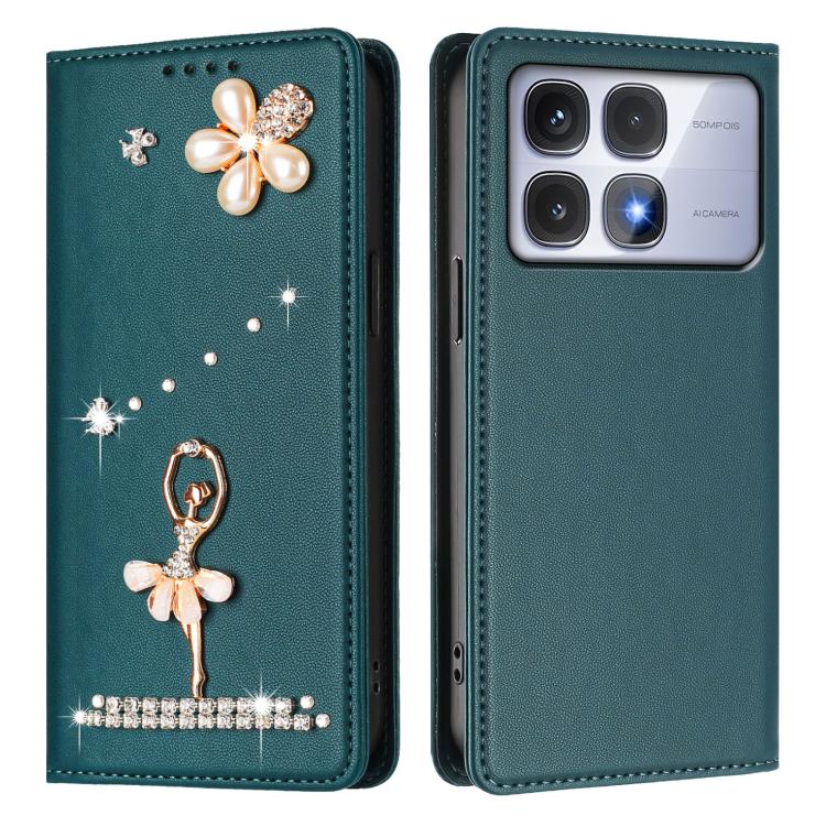For Redmi K70 Ultra Ballet Girl Diamond Studded RFID Vegan Leather Phone Case