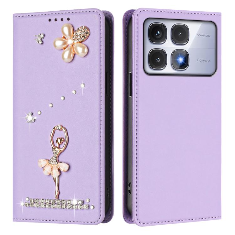 For Redmi K70 Ultra Ballet Girl Diamond Studded RFID Vegan Leather Phone Case
