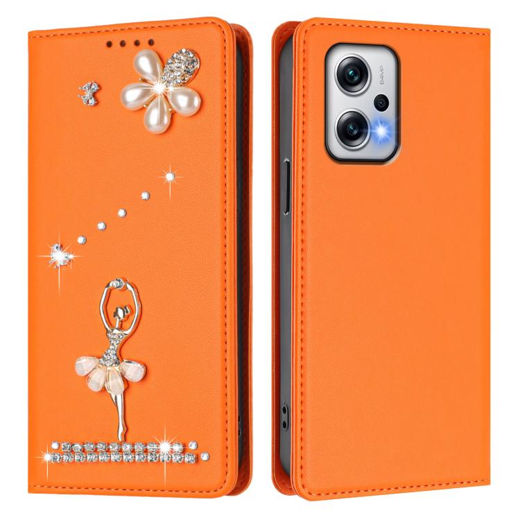 For Redmi Note 12T Pro / K50i / Poco X4 GT Ballet Girl Diamond Studded RFID Vegan Leather Phone Case
