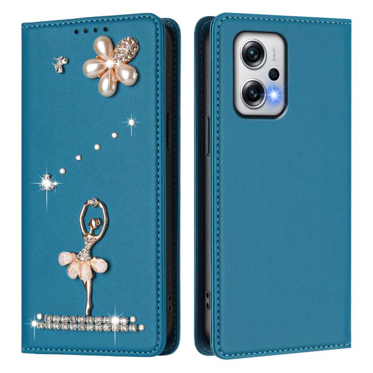 For Redmi Note 12T Pro / K50i / Poco X4 GT Ballet Girl Diamond Studded RFID Vegan Leather Phone Case