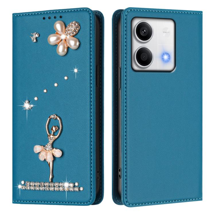 For Redmi Note 13 5G Global Ballet Girl Diamond Studded RFID Vegan Leather Phone Case