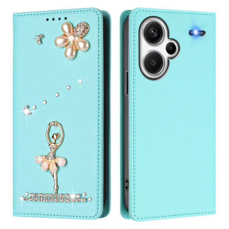 For Redmi Note 13 Pro+ 5G Ballet Girl Diamond Studded RFID Vegan Leather Phone Case