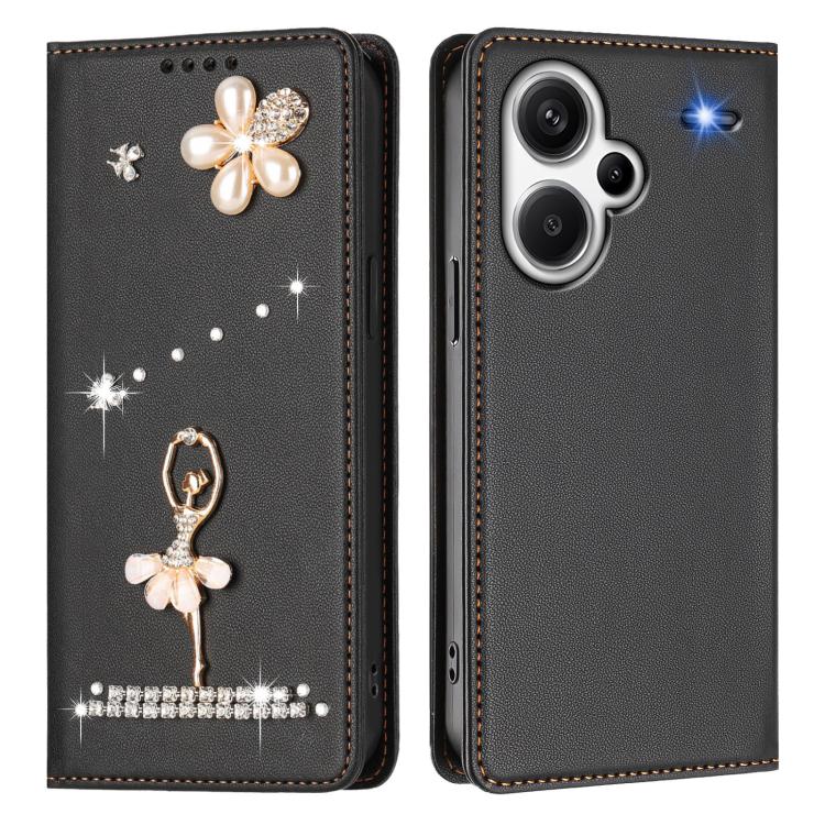 For Redmi Note 13 Pro+ 5G Ballet Girl Diamond Studded RFID Vegan Leather Phone Case